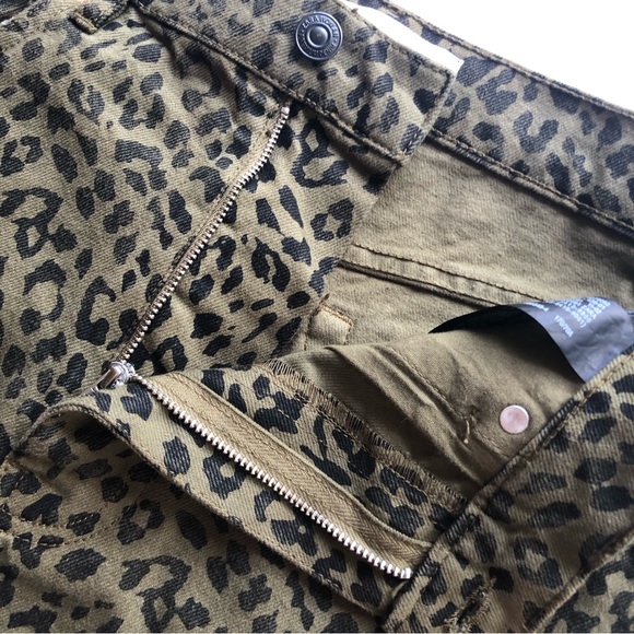 Zara Olive Green Animal Print Leopard Mini Jeans Denim Skirt Women’s Size M - Picture 9 of 16